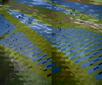 Solar panels aerial view