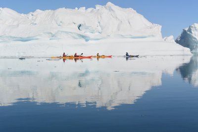 People kayaking in Greenland