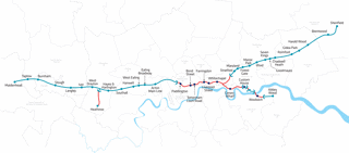 Figure 3 a route map for the Elizabeth line (not including Reading) © Mapping London