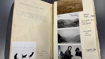A photo of Jean Carter's mountaineering log book.