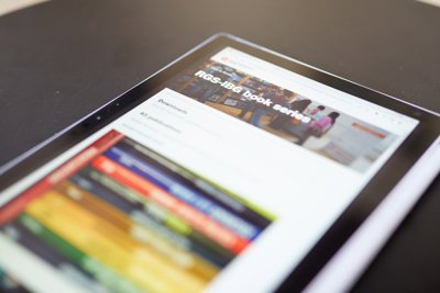Close up image of a tablet showing the Society webpage for the RGS-IBG book series
