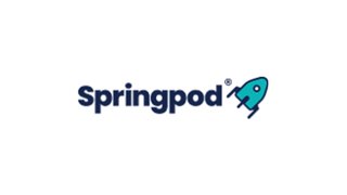 Springpod logo featuring bold navy text and a teal rocket icon.