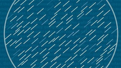 A blue back drop covered with lighter blue writing, spelling out several words such as flooding, scientists, geographical, UK. a circluar white line with blue and white dash lines inside sit over the top of this. 