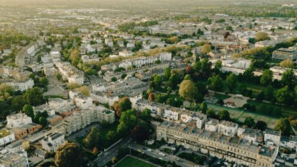Aerial view over Cheltenham.