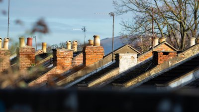 A close up of a row of terraced houses.