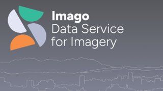Logo of Imago featuring abstract shapes with text 'Data Service for Imagery' on a gray background.