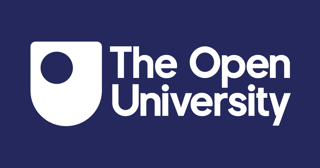 The Open University logo, white words on a blue background