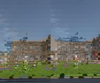 Students outside on St Salvators Quadrangle University of St Andrews