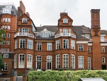 View of terrace at Royal Geographical Society building.