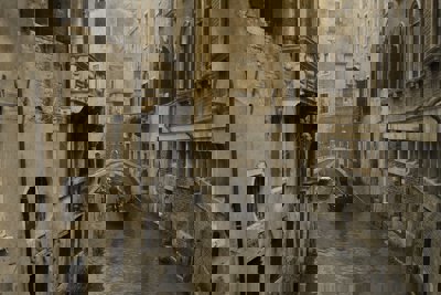 Black and white image of Venice