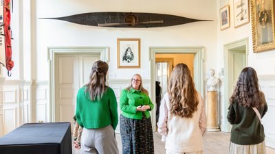 Walking tour in historic room at Lowther Lodge.