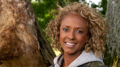 Gillian Burke with trees in background