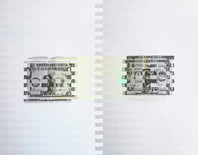 Dollar note on white background.