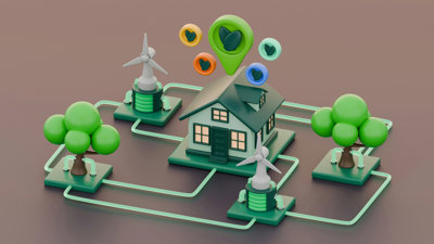 Graphic of a house and trees.