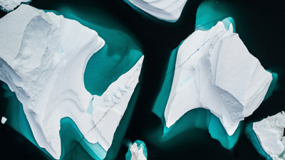 Aerial view of icebergs