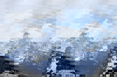 Aerial photography of a mountain range