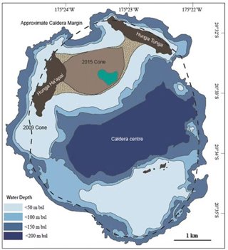 Figure 6 Hunga-Ha’apai and Hunga-Tonga submarine volcano and caldera
