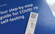 Front cover of a step-by-step guide for COVID-19 self-testing and a negative COVID test.