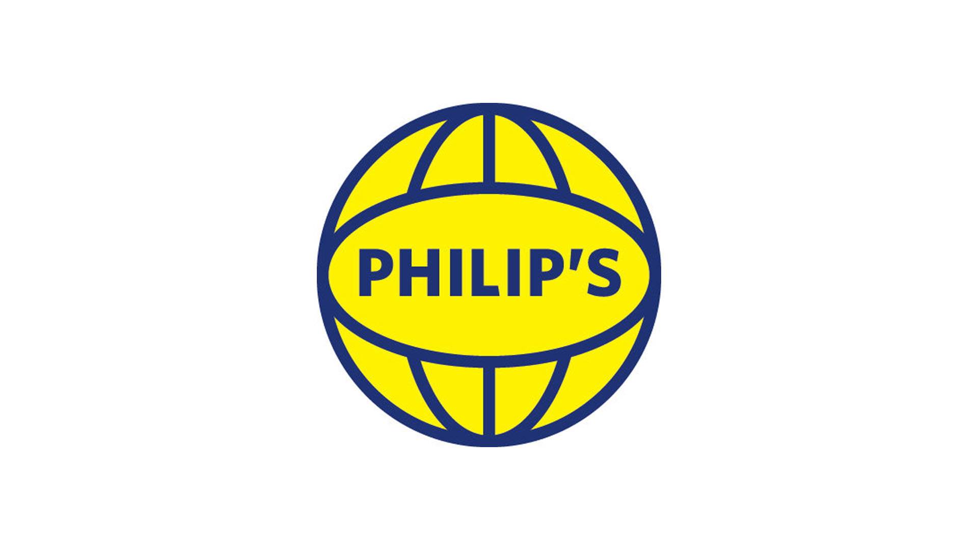 Yellow globe logo with blue lines and the word Philip's.