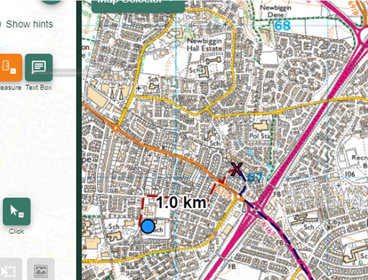 Screenshot of 'Digimap for Schools' software showing digital mapping tools.