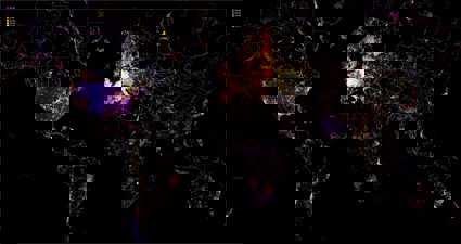 Map of the world showing where edits to OpenStreetMap have been made from.