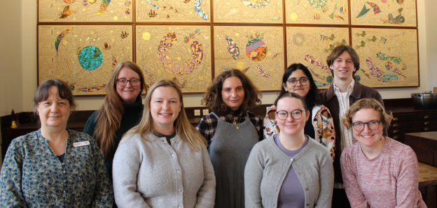 Students gather together in the Map Room