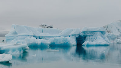 Ice formation in the Arctic.