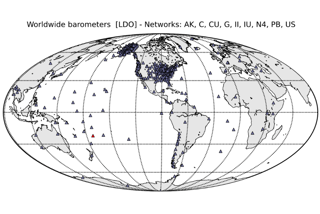 Figure 9 a map of microbarographs installed in different countries around the world