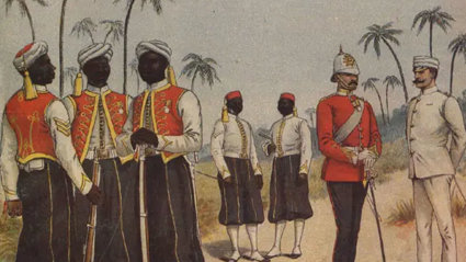 A historic painting of the West India Regiment.