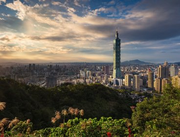 Sunset over Taipei City, Taiwan.