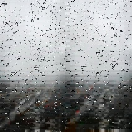 Raindrops on a clear window