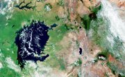 Satellite photo of a lake.