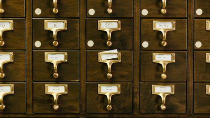 A card catalogue cabinet
