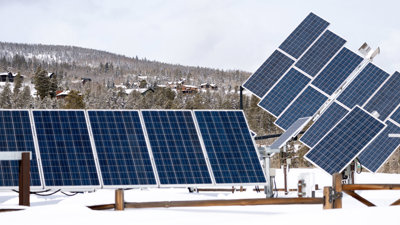 Solar panels on a rooftop.