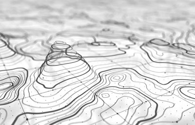 Contours on a map shown in 3D