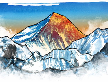 Watercolour paining on Mount Everest.