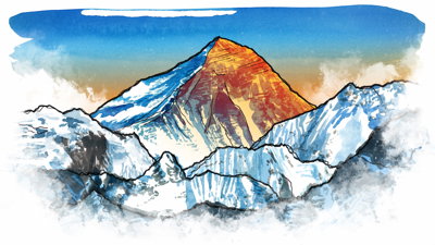 Watercolour paining on Mount Everest.