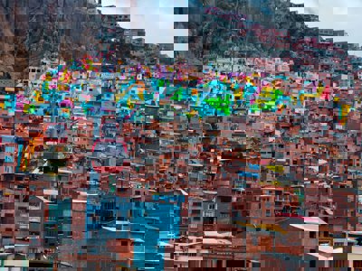 Colourful dwellings on the side of a hill
