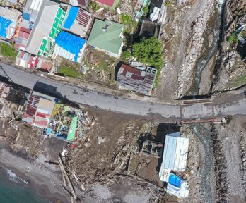 AV photogrammetry image of Loubiere, Dominica, showing damage caused by Hurricane Maria.