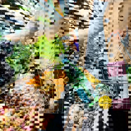 A person shopping in a supermarket