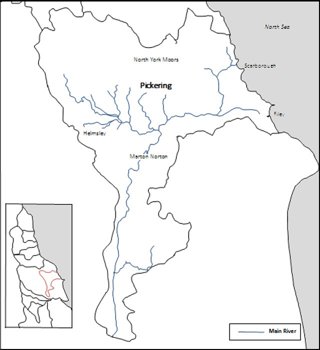 Map to show the Pickering within the River Derwent Catchment, adapted from Environment Agency report