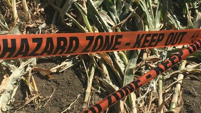 Red tape showing the words 'hazard zone'.