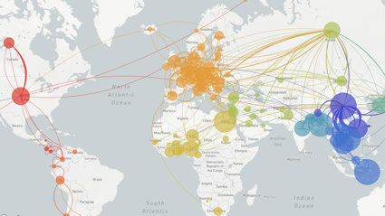 Map showing the spread of H5N1
