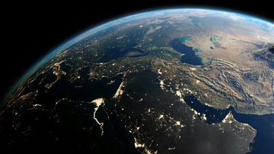 World with lights from space