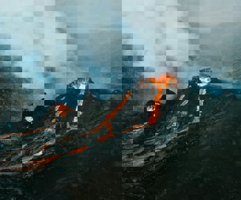 An erupting volcano in Iceland.