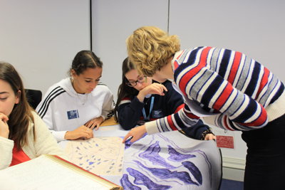 Students at a workshop during a visit to the Society in 2019