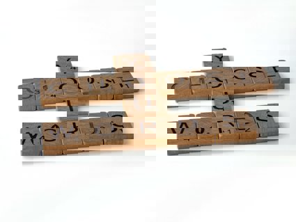 Choose your words written in scrabble pieces