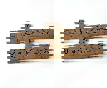 Choose your words written in scrabble pieces