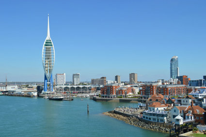 Harbour area with sea and buildings