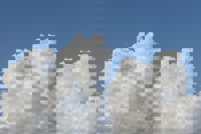 White clouds in a blue sky